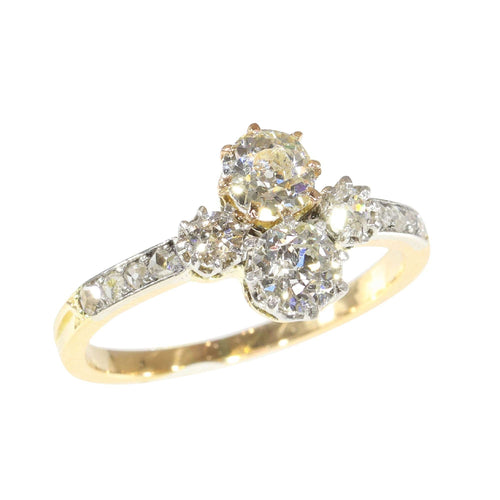 Bague 56 Charm Art Déco de Bague Vintage : platine, or jaune et diamants 58 Facettes 23360-0335