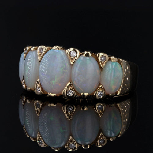Bague 52 Bague jarretière opales et diamants 58 Facettes 21-135A