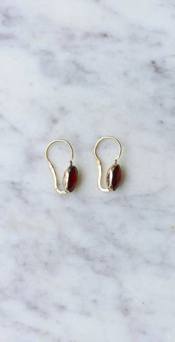 Boucles d'oreilles Dormeuses gouttes de grenat or rose 58 Facettes