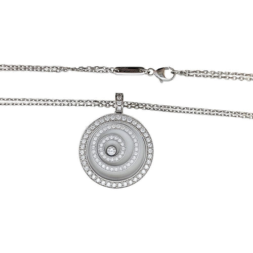 Pendentif Chaîne et pendentif Chopard "Happy Spirit" en or blanc, diamants 58 Facettes 30904