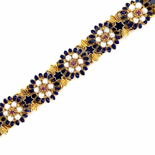 Bracelet Bracelet Or Email Perle Rubis 58 Facettes