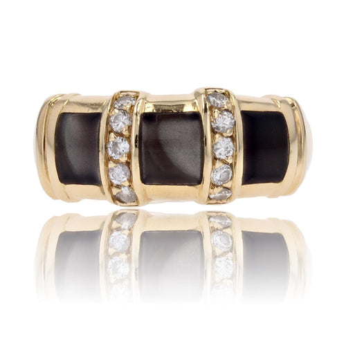 Bague 56 Bague jonc or jaune émail gris diamants 58 Facettes CV96