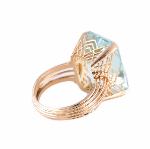 Bague BAGUE "SOUVERAINE" OR JAUNE & AIGUE-MARINE 58 Facettes BO/220116