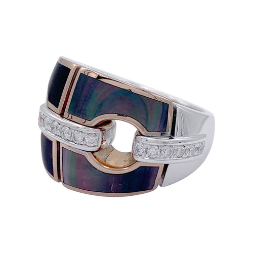 Bague 56 Bague Chimento or, nacre et diamants. 58 Facettes 32401
