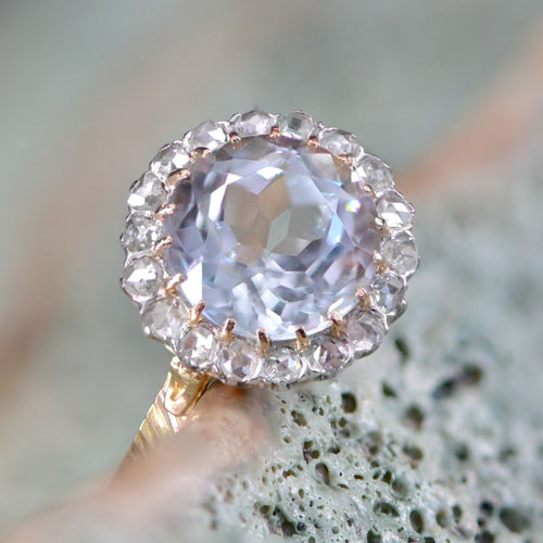 Bague 58 Bague ancienne aigue-marine diamants ronde 58 Facettes 22-425