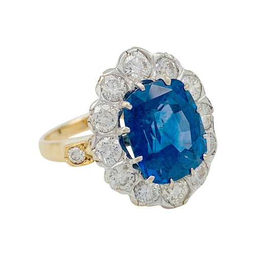 Bague Bague pompadour saphir, entourage diamants. 58 Facettes 31288
