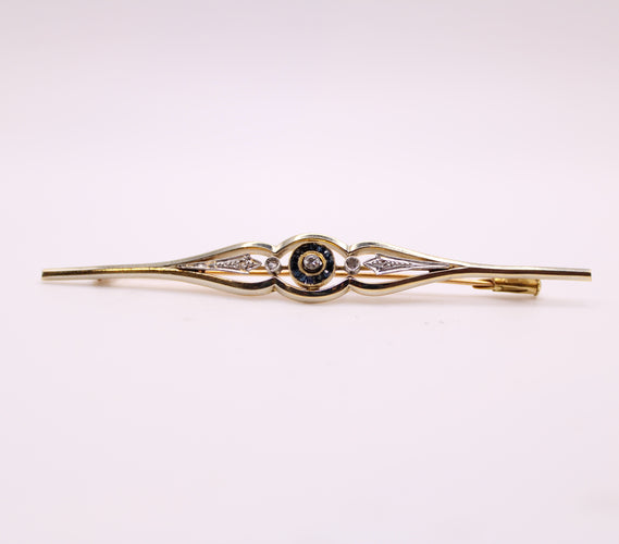 Broche Broche Art-déco Or jaune et platine, saphirs et diamants 58 Facettes