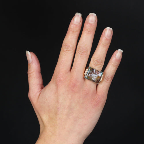 Bague 63 Chevalière ancienne agate confetti 58 Facettes 23-289