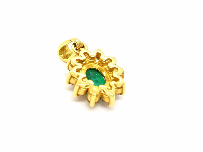 Pendentif Pendentif Fleur Or jaune Emeraude 58 Facettes 06530CD