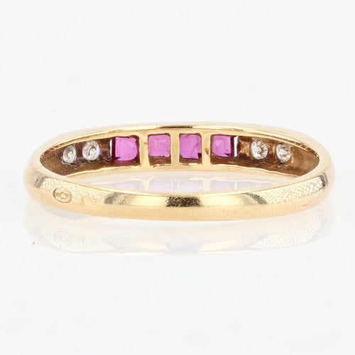 Bague 53 Alliance or jaune diamants et rubis calibrés 58 Facettes 21-575C