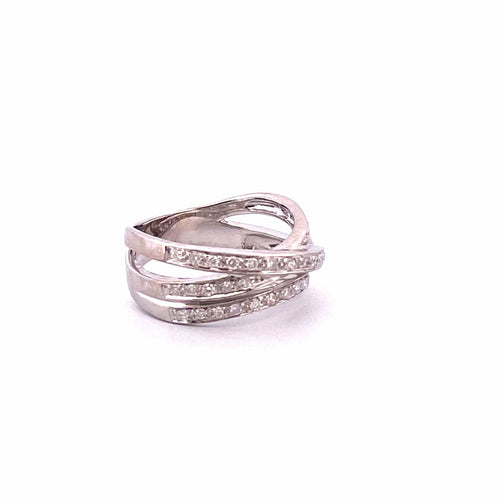 Bague 62 Bague multi rangs en or blanc et diamants 58 Facettes