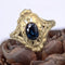Bague 53 Bague Art Nouveau or jaune mat et saphir 58 Facettes 23-331