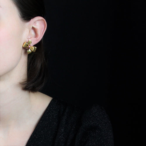 Boucles d'oreilles Clips d'oreilles rétro or rubis 58 Facettes 22-606
