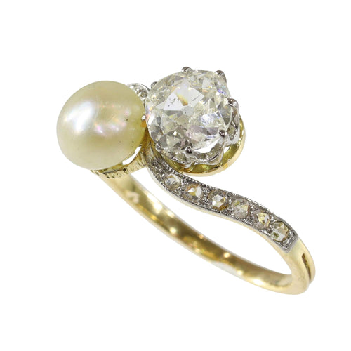 Bague 52 Amour historique : une bague Toi et Moi de 1900 58 Facettes 24029-0360