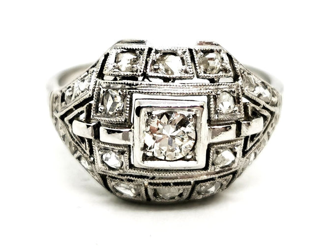 Bague 54 Bague Art déco Or blanc Diamant 58 Facettes 1660399CN