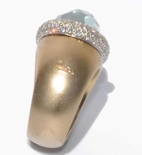 Bague Bague or rose sablé Pomellato une aigue marine 58 Facettes