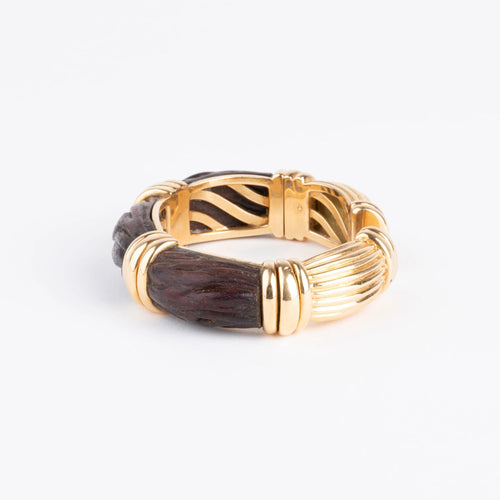 Bracelet Bracelet jonc OJ Perrin en or jaune et bois d'amourette 58 Facettes 0