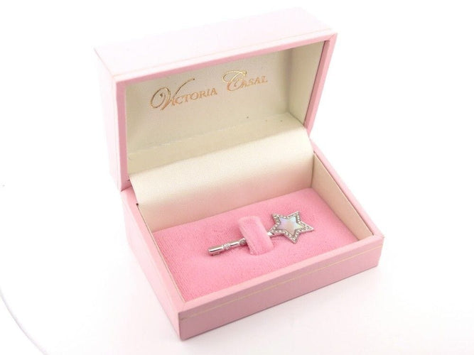 Pendentif pendentif VICTORIA CASAL etoile nacre or blanc 18k 41 diamants 0.24ct 58 Facettes 253612