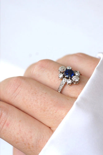 Bague Bague Marguerite Belle Epoque saphir & diamants 58 Facettes