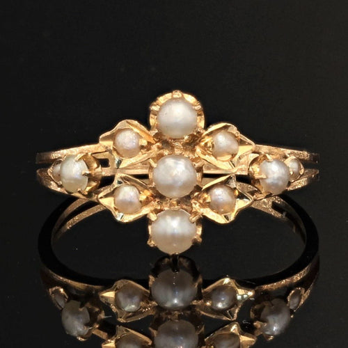 Bague 52 Bague ancienne or rose et perles fines 58 Facettes 21-545
