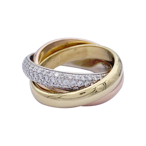 Bague 48 Bague Cartier, Trinity, 3 ors, diamants. 58 Facettes 32387