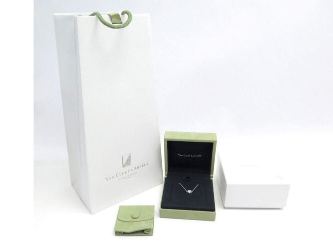 Collier VAN CLEEF & ARPELS - Collier Pendentif "Fleurette" Or Blanc et Diamants 58 Facettes 232851