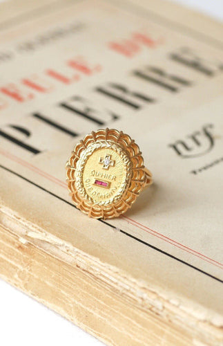 Bague Bague d'amour Vintage A.AUGIS or et diamants 58 Facettes