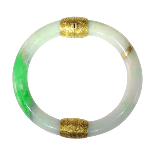 Bracelet Jade vintage avec raccords en or 18 carats : les chroniques silencieuses d'un bracelet victorien 58 Facettes 19254-0157