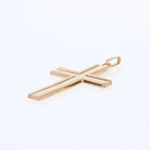 Pendentif Croix or rose strié 58 Facettes 22-304B
