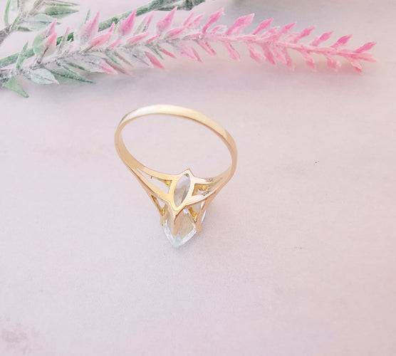 Bague Bague Aigue-marine Or Jaune 58 Facettes AA 1481