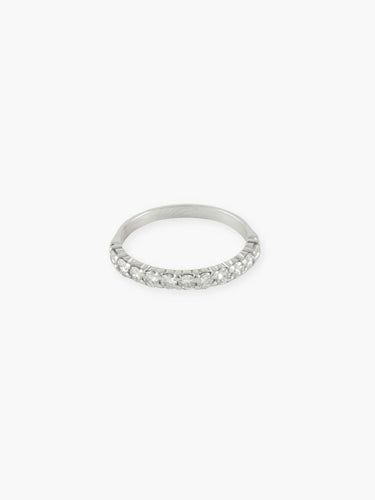 Bague 52 ALLIANCE DEMI TOUR EN OR BLANC ET DIAMANTS 58 Facettes 160019