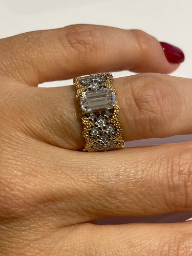 Bague Bague dentelle diamant taille émeraude 1.51 ct 58 Facettes