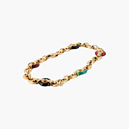 Bracelet Bracelet "grains de café" en or jaune et pierres dures 58 Facettes
