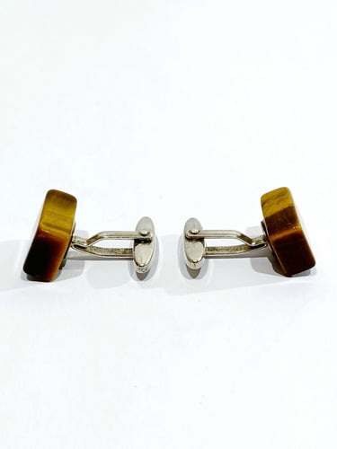 Boutons de manchette Boutons de manchettes Argent Œil de tigre 58 Facettes
