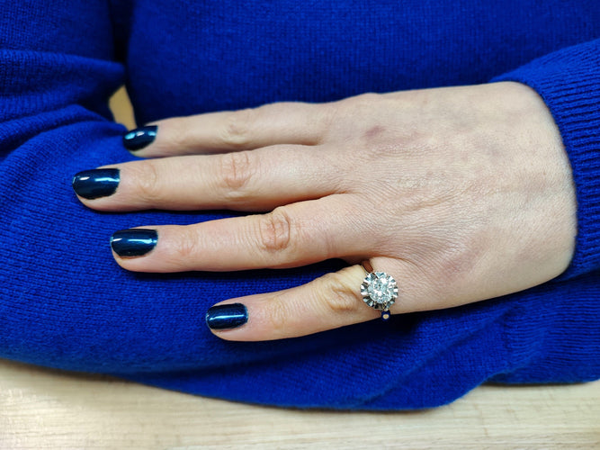 Bague 51.5 Bague solitaire diamant 1.25 carat or blanc 58 Facettes SOLO-1.25
