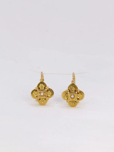 Boucles d'oreilles Dormeuses en or jaune et perles fines 58 Facettes J268