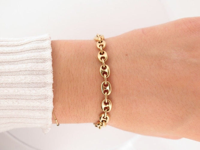 Bracelet bracelet maille grain de cafe 18 cm en or jaune 18k 58 Facettes 258006