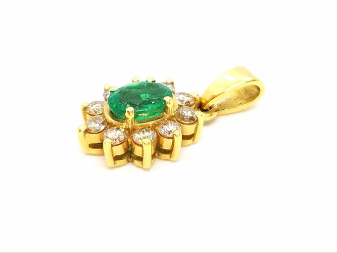 Pendentif Pendentif Fleur Or jaune Emeraude 58 Facettes 06530CD