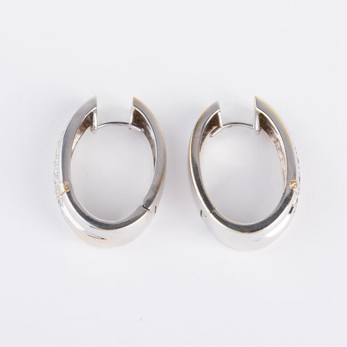 Boucles d'oreilles Créoles en diamants sur or gris 58 Facettes