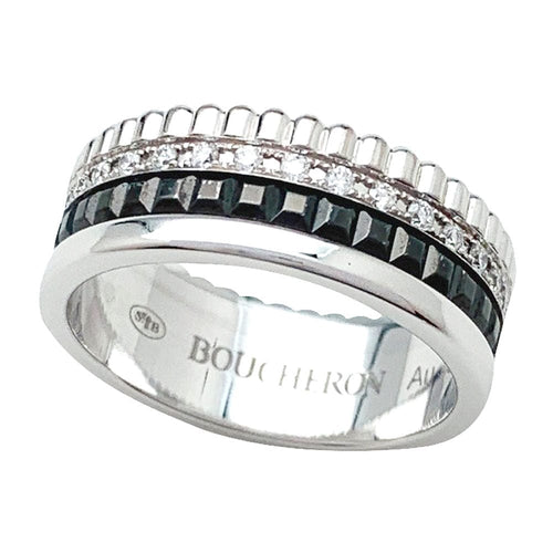 Bague 53 Bague Boucheron, "Quatre Black Edition Small", en or blanc, diamants. 58 Facettes 33101