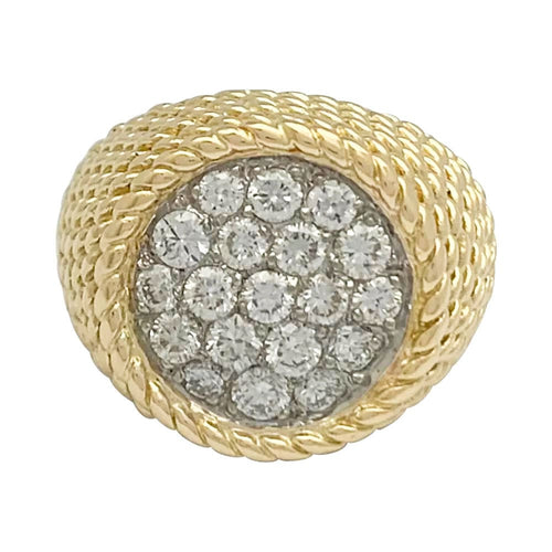 Bague 46 Bague dôme or jaune, platine, diamants. 58 Facettes 31983