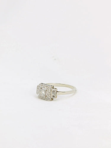 Bague 52 Bague Art-Déco Or blanc Platine Diamants 58 Facettes J180