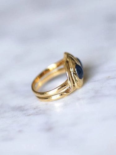 Bague Serpents enroulés Victorienne or jaune et saphirs cabochon 58 Facettes