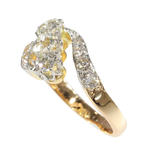Bague 56 L'amour à travers le temps : bague en or et diamants Belle Époque des années 1920 58 Facettes 24029-0362
