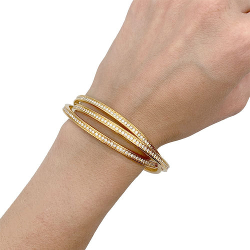 Bracelet Bracelet triple joncs or jaune, diamants. 58 Facettes 32735