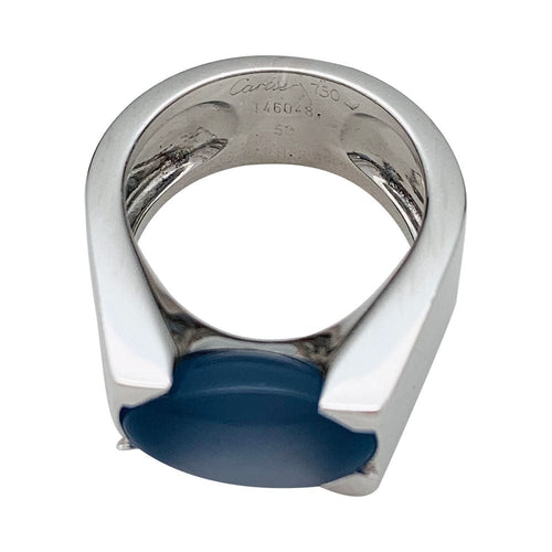 Bague 53 Bague Cartier, "Tankissime", or blanc, calcédoine bleue. 58 Facettes 31792