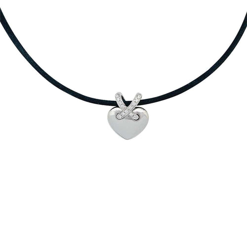 Pendentif Pendentif coeur Chaumet, collection "Liens", or blanc et diamants. 58 Facettes 31587