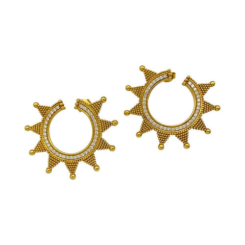 Boucles d'oreilles Boucles d'oreilles Zolotas, "Helios" en or jaune et diamants. 58 Facettes 31824