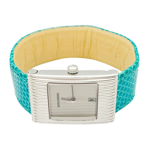 Montre Montre Boucheron, modèle "Reflet", en acier sur cuir. 58 Facettes 32057