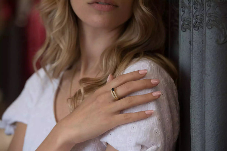 Bague Bague saphir et double pavage diamants 58 Facettes 1007